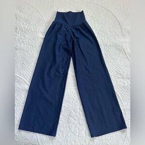 B Dancewear Palazzo Pants for Girls, High Waist, Navy Blue, Size M